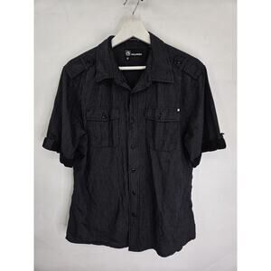 Ocean Current Men’s Black Button Up Shirt Size M Short Sleeve Urban Street Style